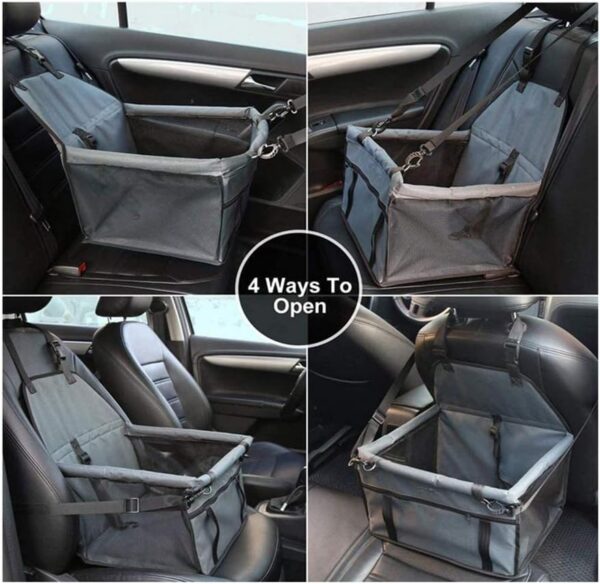 Pet Car Seat Upgrade,Pet Car Booster Seat Cover, Suitable for Small and Medium-sized Cats and Dogs Washable, Foldable and Breathable,With Clip-On Safety Leash and PVC Support Tube(grey) - Image 2