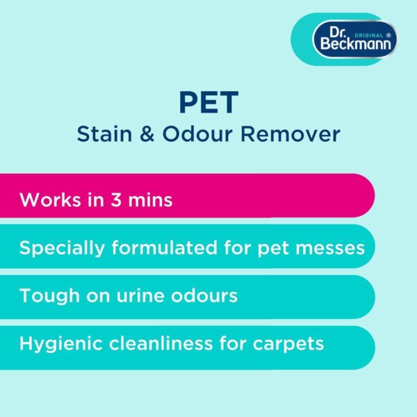 Carpet Pet Stain & Odour Remover Kit | 1x 375ml Febreeze Fabric Pet Odour Eliminator Spray, 1x 650ml Dr.Beckman Pet Stain Carpet Remover & Brush | 2 pack Bundle Cleaning Kit - Image 7