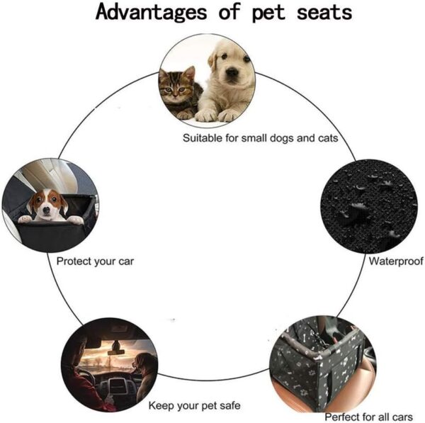 Pet Car Seat Upgrade,Pet Car Booster Seat Cover, Suitable for Small and Medium-sized Cats and Dogs Washable, Foldable and Breathable,With Clip-On Safety Leash and PVC Support Tube(grey) - Image 3