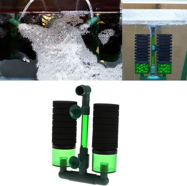 QANVEE QS100A Aquarium Double Sponge Filter Super Biochemical Filter Sponges for FishTank Aquarium Filter with Media Container for Fish Tank Oxygen Increasing and Cycle (Filter) - Image 8