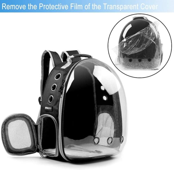 BEIKOTT Cat Backpack Carriers Bag, Dog Backpack, Pet Bubble Backpack for Small Cats Puppies Dogs Bunny, Airline-Approved Ventilate Transparent Capsule Backpack for Travel, Hiking and Outdoor Use - Image 3