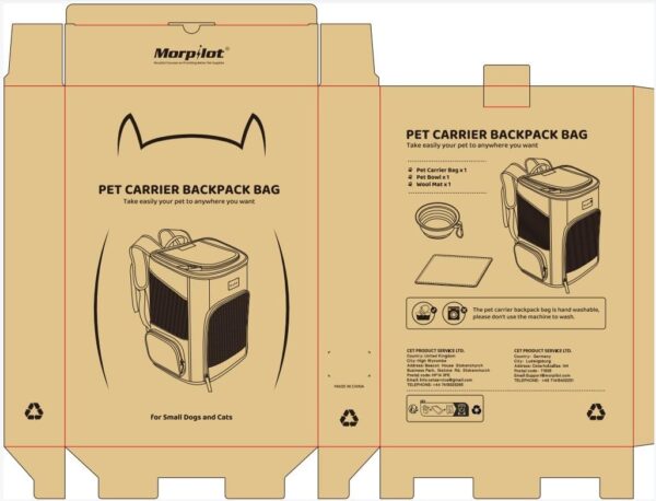 morpilot Cat Carrier Backpack, Foldable Pet Carrier Backpack for Cats and Small Dogs, Dog Backpack Carrier with Ventilated Design Inner Safety Strap, Puppy Carrier Bag for Travel Camping Hiking blue - Image 9