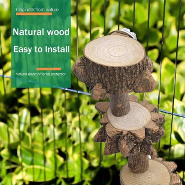 CuisinSmart 4 Steps Ladder Bird Perch Platform Natural Wood Standing Playground For Parakeet Large Parrot Cage Climbing Toy - Image 3