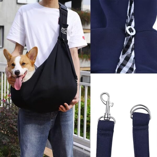 ESPFHN Pet Sling Carrier Reversible Hands Free Sling Carrier Shoulder Bag Adjustable Tote Bag with Front Pocket Outdoor Travel Sling Carrier for Small Dog Cat Rabbit Walking Daily Use - Image 5