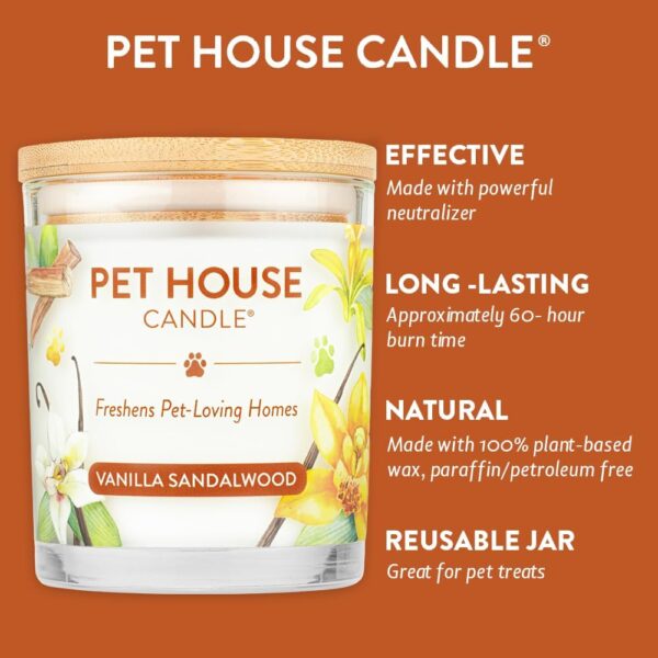 One Fur All - 100% Natural Soy Wax Candle- Pet Odour Eliminator, Up To 60 Hours Burn Time, Non-toxic, Reusable Glass Jar Scented Candles – Pet House Candle (Vanilla Sandalwood) - Image 4