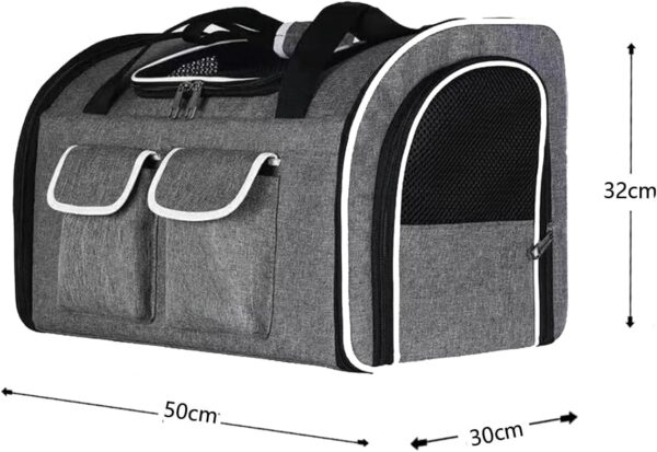 Foldable Pet Carrier,Cat,Small Dog,Puppy,Soft Sided Pets Travel Carrier Bag with Shoulder Strap and Handle,Free Removable Mat,Up to 12kg,50cm*30cm*32cm,Grey - Image 3