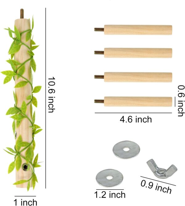 Andiker Bird Perches, Natural Tree Branch Birdcage Pole with Green Leaves, Paw Grinding Stick, Parrot Chew Toys for Parrots, Macaws, Parakeets, Conures, Cockatiel, Budgie (1pc) - Image 2