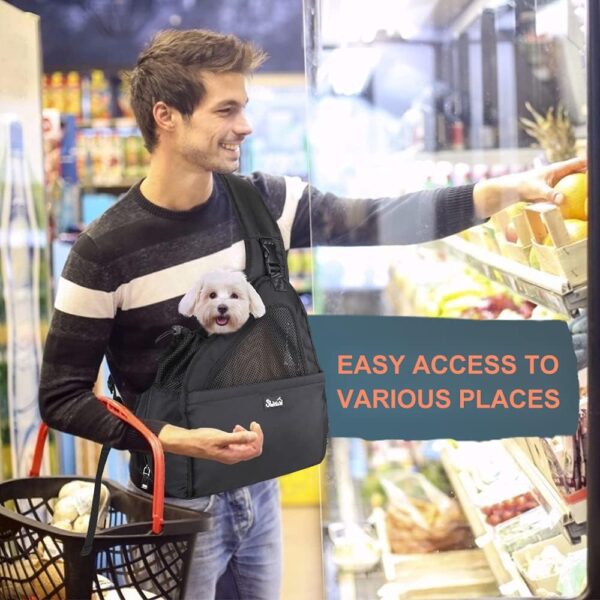 Nasjac Pet Dog Sling Carrier, Hands Free Papoose Front Carrier Small Dog Puppy Walking Breathable Mesh Hard Bottom Support Adjustable Padded Strap Pocket Safety Belt Travel Bag Washable - Image 7