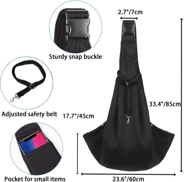 ESPFHN Pet Sling Carrier Reversible Hands Free Sling Carrier Shoulder Bag Adjustable Tote Bag with Front Pocket Outdoor Travel Sling Carrier for Small Dog Cat Rabbit Walking Daily Use - Image 3