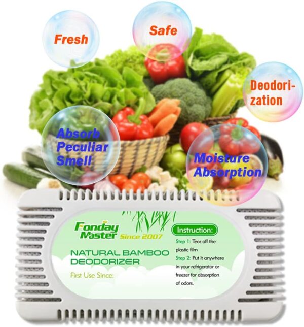Fonday 2 Packs Refrigerator Deodorizer Odor Eliminator for Fridge Freezer Cooler & Lunch Boxes Natural Bamboo Charcoal More Effective Than Baking Soda - Image 5