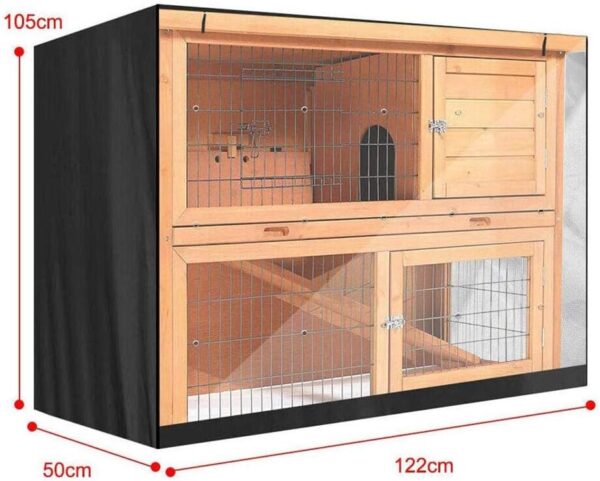 NOGRAX Outdoor Rabbit Cage Cover, Waterproof Rabbit Cage Dust Cover, Double Hutch Thickening Cover for Bunny, for Rubbits Hamsters Pets 122 x 50 x 105cm black - Image 7