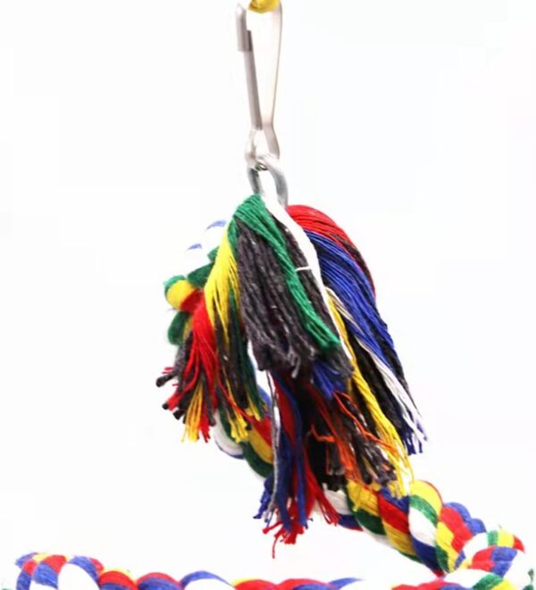 Bessy shop Bird Rope Perches, Parrot Climbing Rope Colorful Climbing Rope Swing Toys with Bell and Hanging Clip Bird Rope Bungee Toy for Birds Budgies Parakeets - Image 3