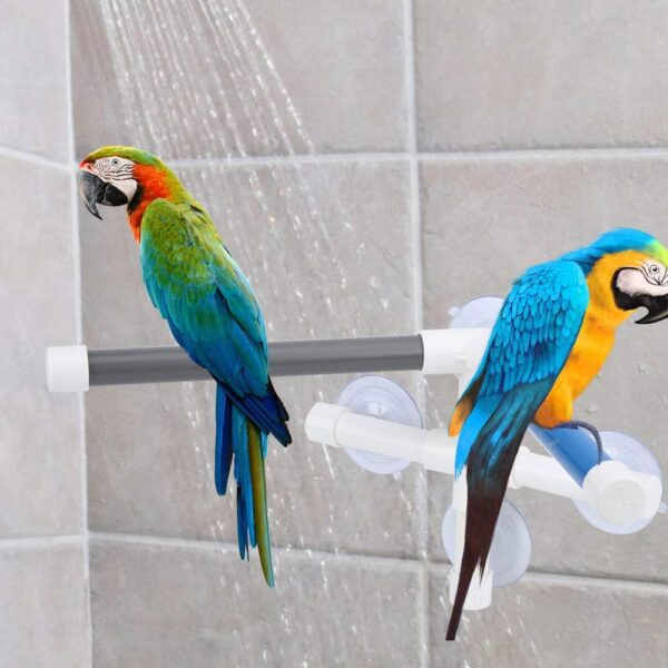 Winnfy Pet Parrot Bath Perches Standing Platform PVC Bird Bath Shower Bathing Perch Stand with Suction Cup for Parrot Macaw - Image 3