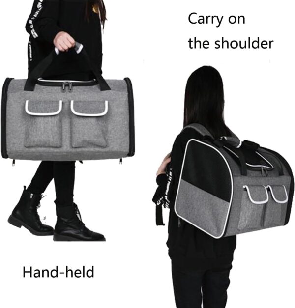 Foldable Pet Carrier,Cat,Small Dog,Puppy,Soft Sided Pets Travel Carrier Bag with Shoulder Strap and Handle,Free Removable Mat,Up to 12kg,50cm*30cm*32cm,Grey - Image 6