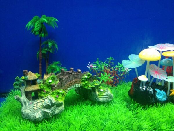 Saim Fish Tank Decorations Aquarium Decoration Resin Arch Bridge Pavilion Fish Tank Ornaments With Tree Aquarium Garden Decor For Fish Tank Landscape Ornament,Medium - Image 7
