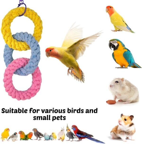 MEISH Hanging Three-Ring Climbing Toys Sugar Glider Swing Cage Toy Climbing Exercising Plaything Pet Toy for Parrots Hamster Bird - Image 7