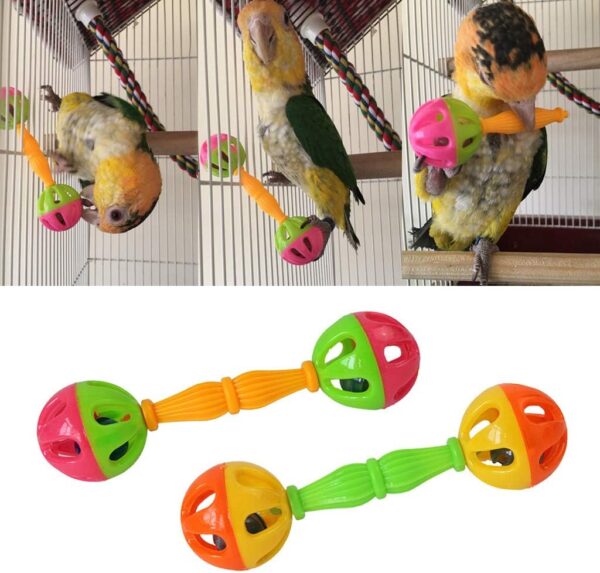 KieTeiiK 2 Pcs Pet Parrot Toys Interactive Colorful Ball With Bells Plastic Toy For Medium Birds Parrots Budgies Cockatiels Bird House Kits For Children To Build 2 Pack - Image 2