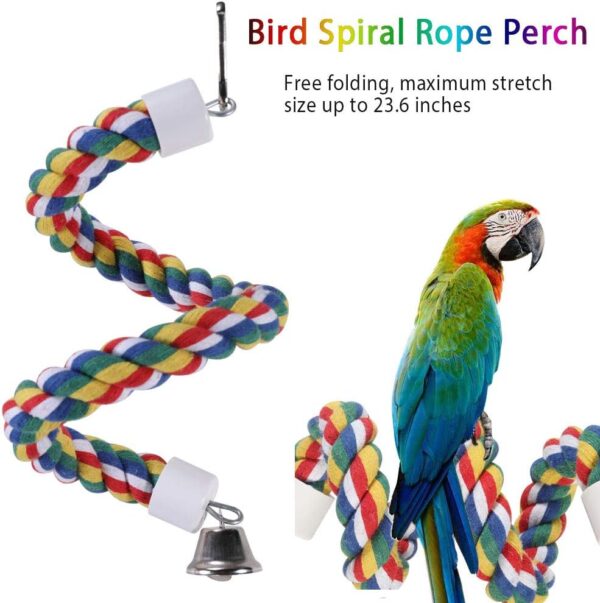 Bird Parrot Toys, Hanging Bell Bird Cage Swing Toy, Wooden Perch Chewing Toys for Small Parakeets, Cockatiels, Conures, Budgie, Lovebirds, Macaws (8Pcs Brid Toys) - Image 6