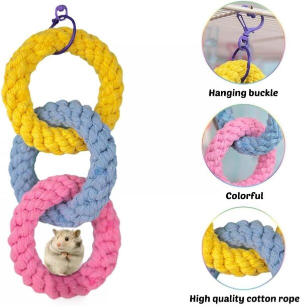 MEISH Hanging Three-Ring Climbing Toys Sugar Glider Swing Cage Toy Climbing Exercising Plaything Pet Toy for Parrots Hamster Bird - Image 3