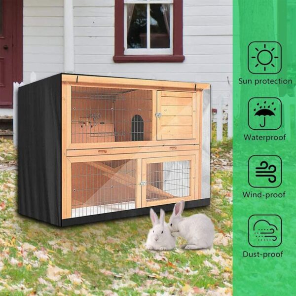 NOGRAX 3PCS Universal Rabbit Hutch Cover, Thickening Small Animals Hutch Cover, Waterproof Rabbit Cage Dust Cover, 210D Oxford Fabric, 48 x 19 x 41in - Image 3