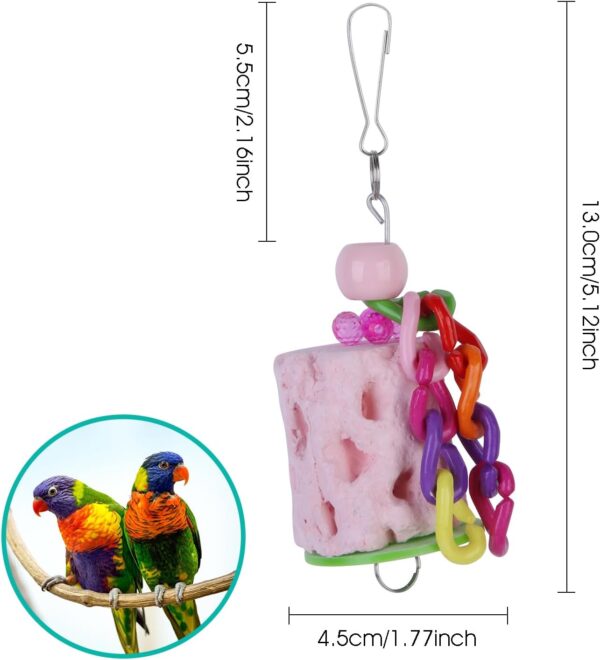 Hioph 2 Pcs Parrot Toy, Bird Chewing Toy Natural Materials Beak Grinding Stones Toys Parrot Cage Hanging Decorations for Small Animals, Parrot, Macaw, Parakeet, Lovebirds(Pink+Grey - Image 2