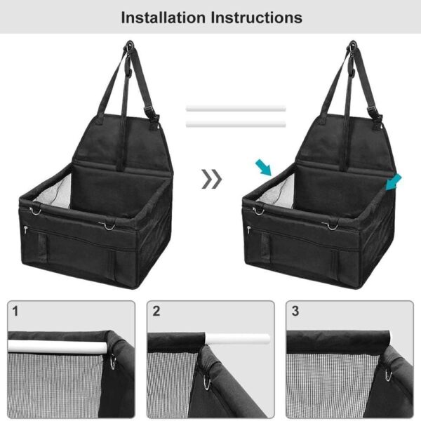 Pet Car Seat Upgrade,Pet Car Booster Seat Cover, Suitable for Small and Medium-sized Cats and Dogs Washable, Foldable and Breathable,With Clip-On Safety Leash and PVC Support Tube(grey) - Image 6