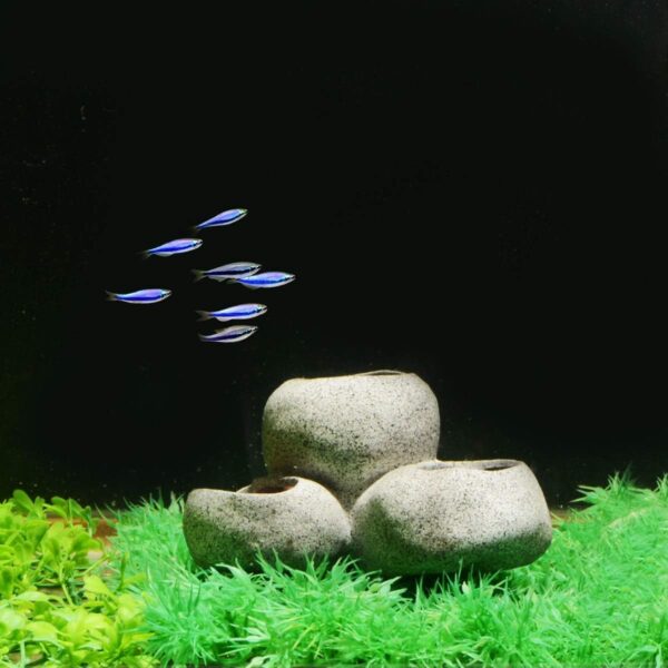Cave Aquarium Ornaments Ceramic Breeding Shelter Realistic Stone Pot Shape House Fish Tank Decoration for Baby Betta Fishes Cichlid Shrimp Play Hide Rest - Image 3