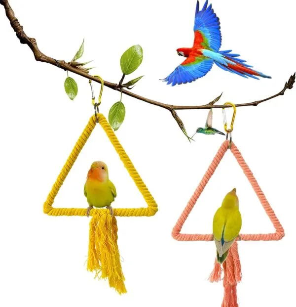 2 PCS Kuivoo Bird Cotton Rope Swing, Bird Parrot Perches for Cage,Cage Hanging Bite Resistance Toys,Bird Stand Soft Ring Bed for Budgie,Cockatiel,Canary,Love-bird,Conures,Small Parakeet - Image 4