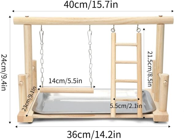 TeTupGa Natural Wood Bird Playground Parrot Playstand Play Gym Stand Playpen Perches Ladder Swing Platform with Toys Exercise Playgym for Budgie,Canary,Cockatiels,Conures,Parakeets,Lovebird,Finch - Image 6