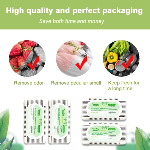 Fonday 2 Packs Refrigerator Deodorizer Odor Eliminator for Fridge Freezer Cooler & Lunch Boxes Natural Bamboo Charcoal More Effective Than Baking Soda - Image 3