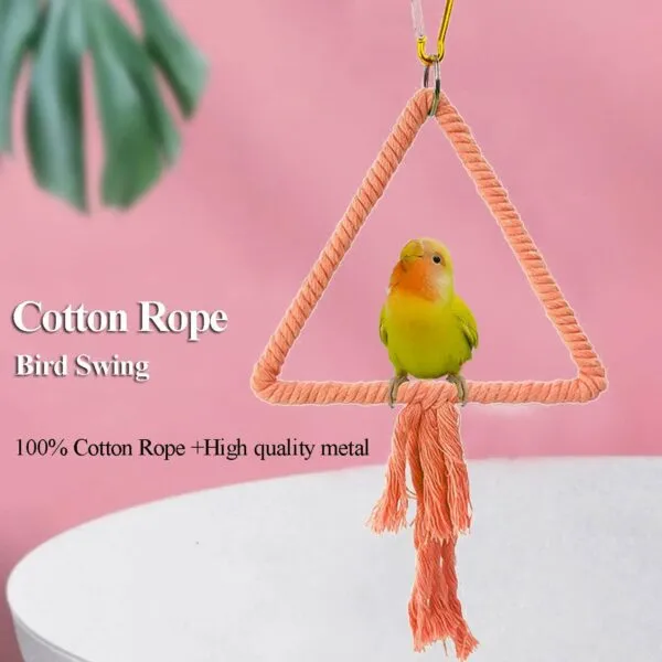 2 PCS Kuivoo Bird Cotton Rope Swing, Bird Parrot Perches for Cage,Cage Hanging Bite Resistance Toys,Bird Stand Soft Ring Bed for Budgie,Cockatiel,Canary,Love-bird,Conures,Small Parakeet - Image 3