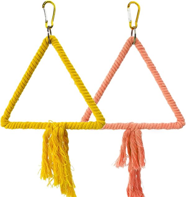 2 PCS Kuivoo Bird Cotton Rope Swing, Bird Parrot Perches for Cage,Cage Hanging Bite Resistance Toys,Bird Stand Soft Ring Bed for Budgie,Cockatiel,Canary,Love-bird,Conures,Small Parakeet - Image 6