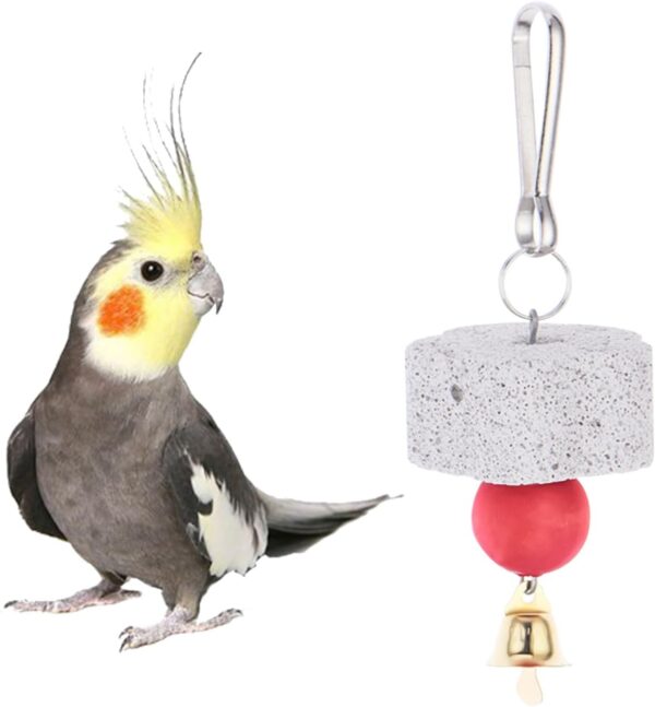 JNAWA 3Pieces Bird Teeth Grinding Chew Treats Toy with Bell Beak Grinding Stones Toys Parrot Cages Training Hanging Chew Toys Bird Cage Accessories for Parakeets Lovebirds - Image 3