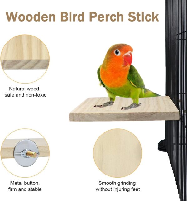 2Pcs Bird Platform Pet Platform Climbing Platform, Vibury Bird Cage Square Wooden Stand Parrot Perches Budgie Toys for Small Animals Budgies Chinchilla Hamster Parrot - Image 5