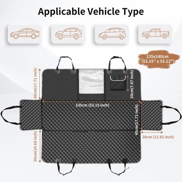 KYG Dog Car Seat Cover Hammock Dog Seat Cover with Mesh Window Durable Scratch Proof And Waterproof Car Rear Seat Protection Cover Pet Car Seat Cover For Cars/Trucks/Suv 135 X 140cm - Image 2