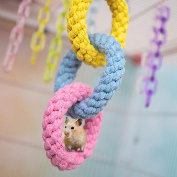 MEISH Hanging Three-Ring Climbing Toys Sugar Glider Swing Cage Toy Climbing Exercising Plaything Pet Toy for Parrots Hamster Bird - Image 4