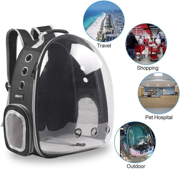 BEIKOTT Cat Backpack Carriers Bag, Dog Backpack, Pet Bubble Backpack for Small Cats Puppies Dogs Bunny, Airline-Approved Ventilate Transparent Capsule Backpack for Travel, Hiking and Outdoor Use - Image 7