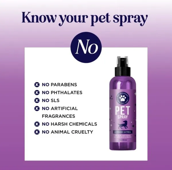 Cleansing Dog Deodorant Spray - Sulphate Free Dog Spray for Smelly Dogs and Detangling Spray for Dogs and Puppies with Lavender Essential Oil - Refreshing Dog Grooming and Dog Calming Spray - 236 ml - Image 4