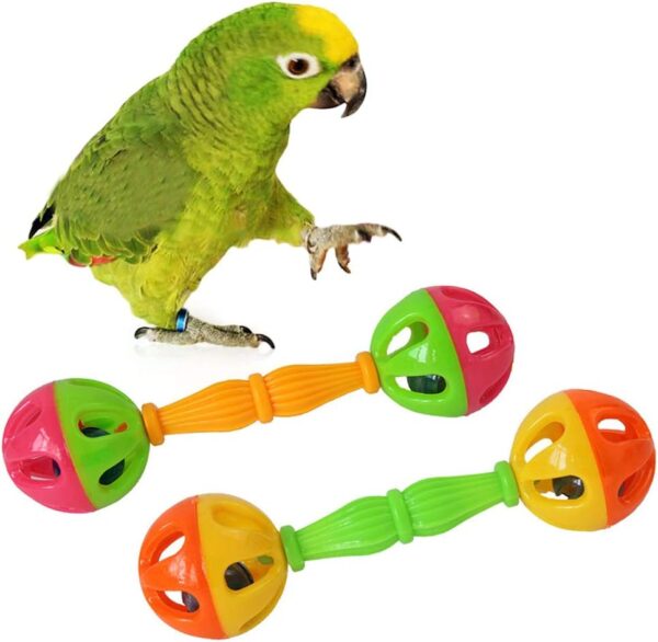 KieTeiiK 2 Pcs Pet Parrot Toys Interactive Colorful Ball With Bells Plastic Toy For Medium Birds Parrots Budgies Cockatiels Bird House Kits For Children To Build 2 Pack - Image 5