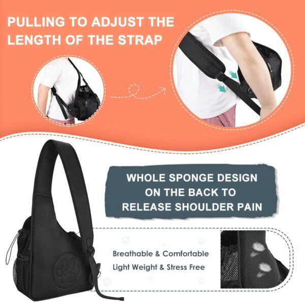 Nasjac Pet Dog Sling Carrier, Hands Free Papoose Front Carrier Small Dog Puppy Walking Breathable Mesh Hard Bottom Support Adjustable Padded Strap Pocket Safety Belt Travel Bag Washable - Image 4