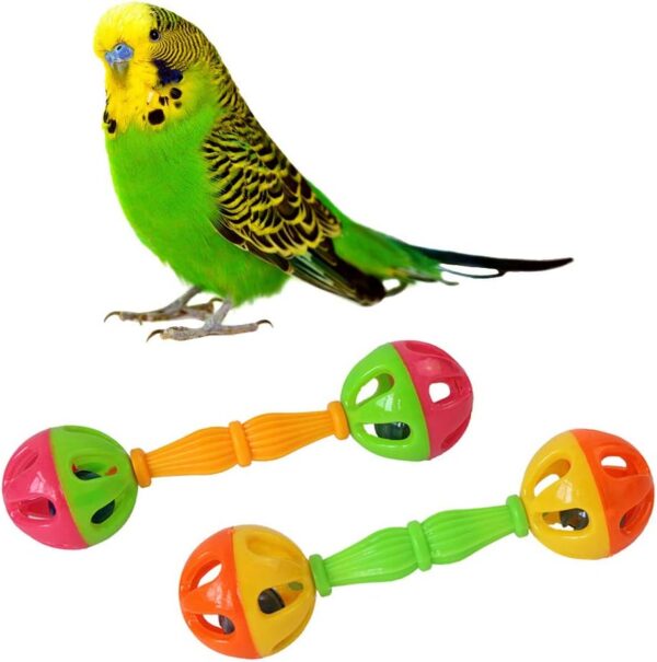 KieTeiiK 2 Pcs Pet Parrot Toys Interactive Colorful Ball With Bells Plastic Toy For Medium Birds Parrots Budgies Cockatiels Bird House Kits For Children To Build 2 Pack - Image 4