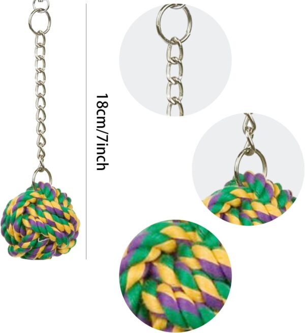 MEISH Parrot Knots Ball Rope Hanging Chain Parrot Toy Bird Chewing Toy Parakeet Cage Bite Toys Bird Foot Balls for Bird Parrot Budgie - Image 2