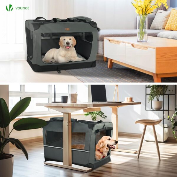 VOUNOT Dog Carrier XL, Foldable Pet Travel Transport Bag, Extra Large Portable Fabric Dog Crate w/Cushion, Grey - Image 2