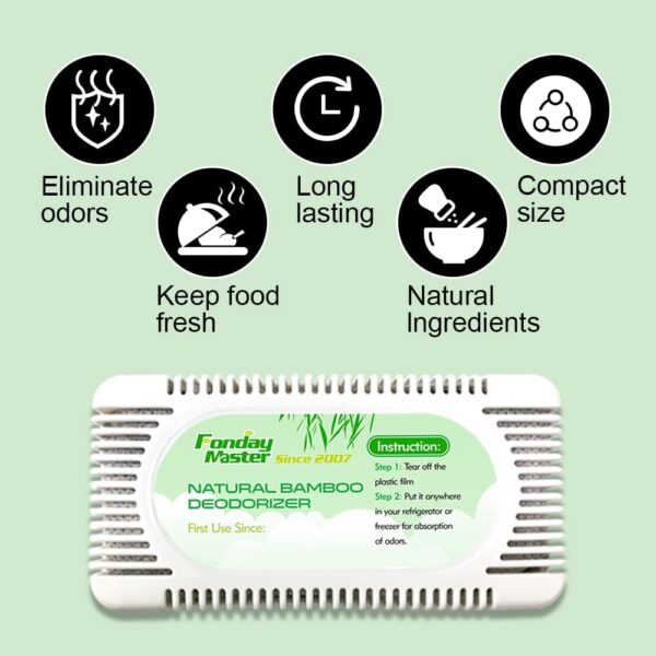 Fonday 2 Packs Refrigerator Deodorizer Odor Eliminator for Fridge Freezer Cooler & Lunch Boxes Natural Bamboo Charcoal More Effective Than Baking Soda - Image 2