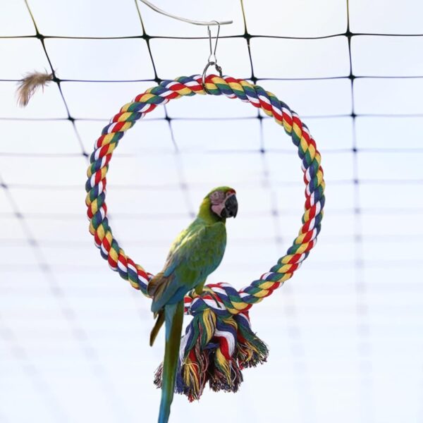 Aedcbaide Bird Parrots Toys, 2 Pack Parakeet Parrot Swing Chewing Hanging Toys with Bell, 59inch Bird Cotton Rope and 7Inch Diameter Bird Hanging Swing for Budgie, Cockatiels, Conures, Finches - Image 6