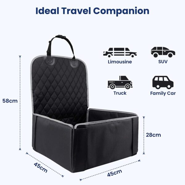 ADOV Dog Booster Seat, Waterproof Pet Car Seat Cover for Small to Medium Dogs, Extra Stable Reinforced Walls and Scratch Proof Travel Carrier Cage, Non-Slip Front or Back Seat Protector - Image 6