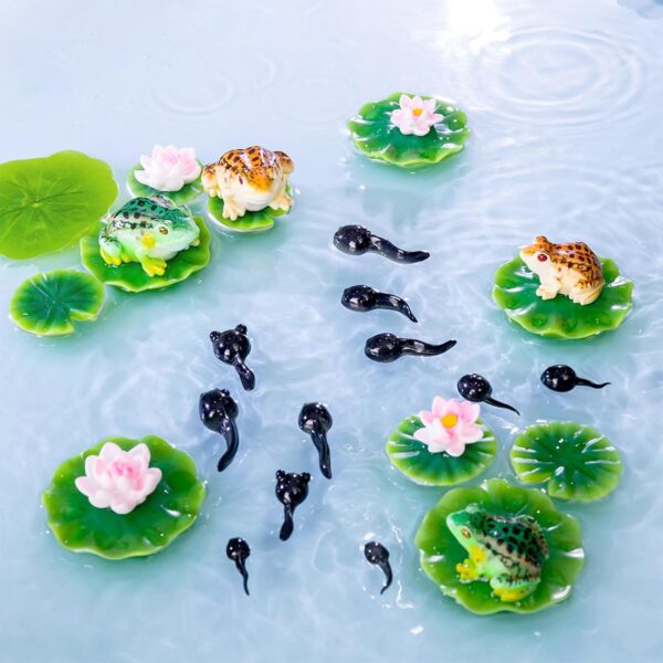 Cosiesnest 27 Pieces Aquarium Decorations, Fish Tank Rockery Hiding Cave Landscaping Decoration with Frog Tadpole Lotus Leaf Lotus Flower for Fish Shrimp Hiding Aquarium Ornament Pet Supplies - Image 4
