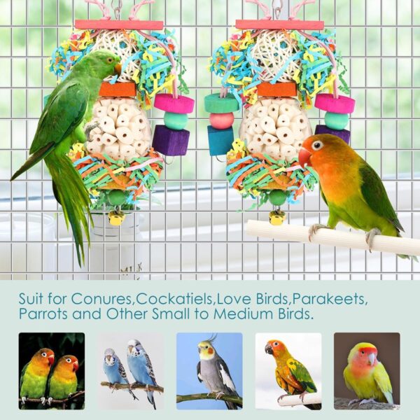 BBjinronjy Bird Toys Conure Toys Hanging Natural Soft Sola Ball Beak Chew Shred Forage Toys for Parrots,Cockatiel,Conure,Love Birds,Parakeets,Budgie and Other Small Birds (Girls) - Image 4