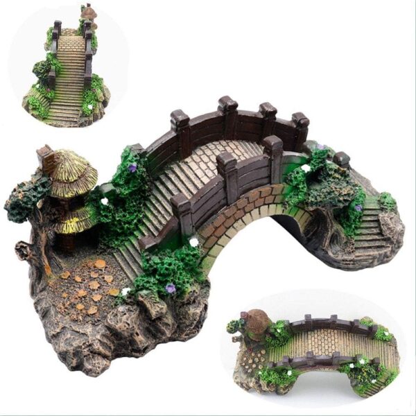 Saim Fish Tank Decorations Aquarium Decoration Resin Arch Bridge Pavilion Fish Tank Ornaments With Tree Aquarium Garden Decor For Fish Tank Landscape Ornament,Medium - Image 9