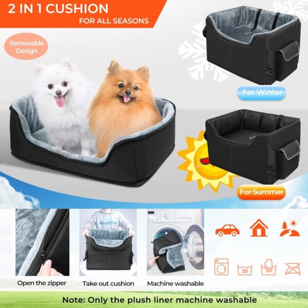 Babenest Dog Booster Car Seat, Extra Stable Pet Booster for Small to Medium-Sized Dogs Cats with Safety Leash, Washable Puppy Travel Car Seat Protector with Storage Pocket for Back Front Seat(L Black） - Image 3